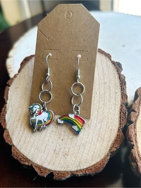 Handmade Rainbow Brite Inspired Mismatched Earrings